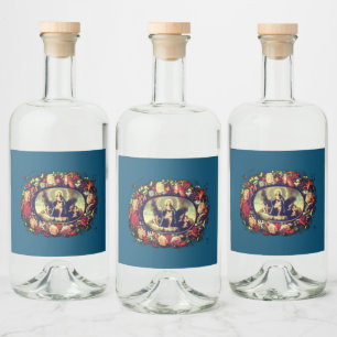 Etiqueta Para Botella De Licor Madonna - María corona de flor - Vintage