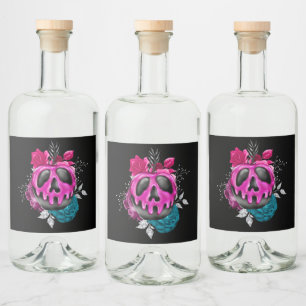 Etiqueta Para Botella De Licor Manzana envenenada con flores