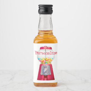 Etiqueta Para Botella De Licor Máquina Gumball bblegum vintage lindo rojo
