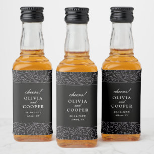 Etiqueta Para Botella De Licor Marco Antiguo Negro Ornate Clásico Boda