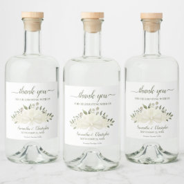 Etiqueta Para Botella De Licor Marfil White Watercolor Bouquet Boda Gracias