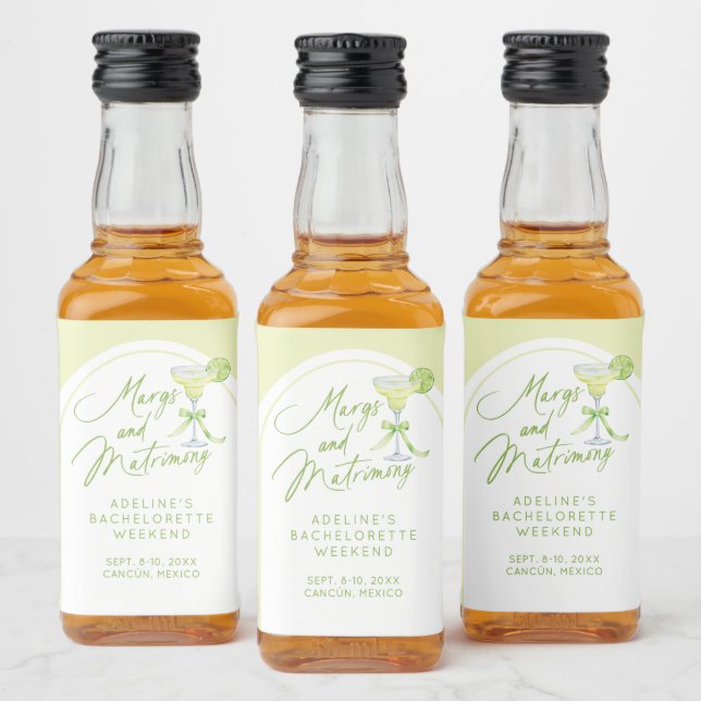Etiqueta Para Botella De Licor Margs Matrimony Bachelorette Personalizada (Botellas)