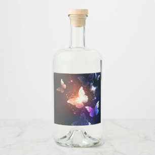 Etiqueta Para Botella De Licor Mariposas nocturnas brillantes