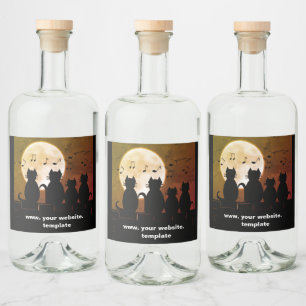 Etiqueta Para Botella De Licor maullar ,Gatos a la luz de la luna. Personaliza
