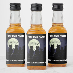 Etiqueta Para Botella De Licor maullidos, Gatos a la luz de la luna. Personaliza