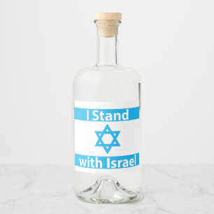 Etiqueta Para Botella De Licor Me mantengo con la bandera de Israel - Judaica jud