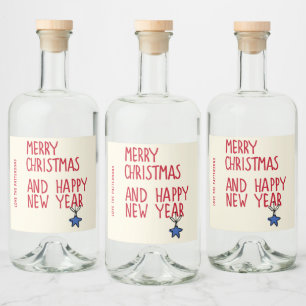 Etiqueta Para Botella De Licor Merry Christmas Simple Typografía moderna