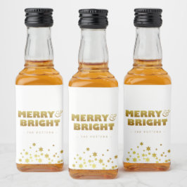 Etiqueta Para Botella De Licor Merry y Bright | Navidades divertidos White & Gold