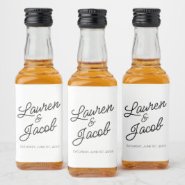Etiqueta Para Botella De Licor Mini Boda Minimalista blanco negro mínimo moderno