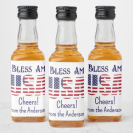 Etiqueta Para Botella De Licor Mini Bottles USA Flag 4th of July Red White Blue