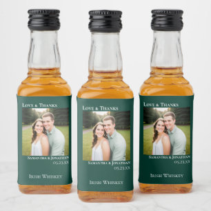 Etiqueta Para Botella De Licor Mini foto de boda verde esmeralda Love & Thanks