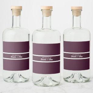 Etiqueta Para Botella De Licor minimalista Elegante Ciruela Morado y Blanco Rayas