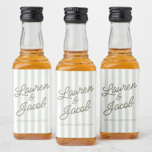 Etiqueta Para Botella De Licor Minimalista Moderno Bodas Mini Franjas Verdes