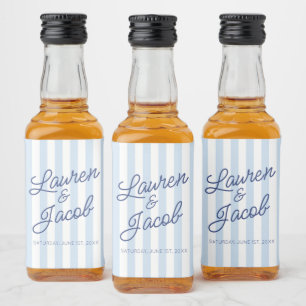 Etiqueta Para Botella De Licor Minimalista Moderno Bodas Mini Rayas Azules