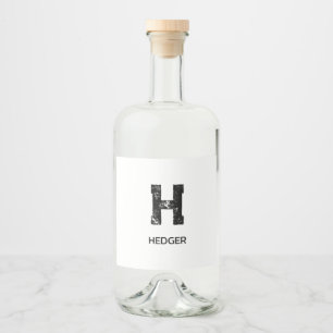 ETIQUETA PARA BOTELLA DE LICOR MINIMALISTA NEGRA MONOGRAMA DE UNA LETRA NOMBRE BL