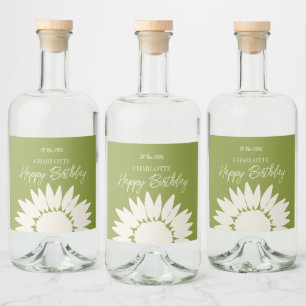 Etiqueta Para Botella De Licor Minimalista Personalizado de girasol moderno feliz