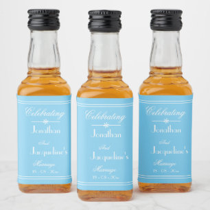 Etiqueta Para Botella De Licor Moda simple Aqua Blue Elegant Boda de guiones Mini