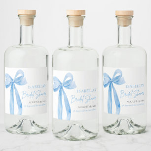 Etiqueta Para Botella De Licor Moderna y elegante ducha de novia con cinta azul t