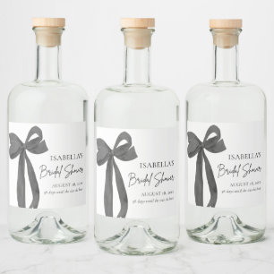 Etiqueta Para Botella De Licor Moderna y elegante ducha de novia con cinta negra