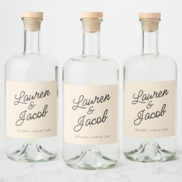 Etiqueta Para Botella De Licor Moderno Boda de champán Minimalista mínimo