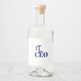 Etiqueta Para Botella De Licor Moderno Minimal El CEO Azul