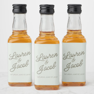 Etiqueta Para Botella De Licor Moderno Minimalista Minimalista Boda Verde Mini