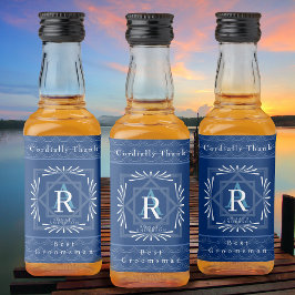 Etiqueta Para Botella De Licor Monograma de la marina de marco elegante