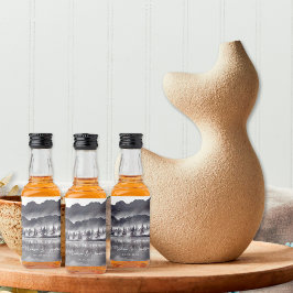 Etiqueta Para Botella De Licor Montaña de los bosques de árboles Negro y Blanco G