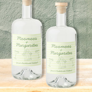 Etiqueta Para Botella De Licor Moo Moos & Margaritas Bachelorette escrita a mano