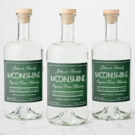 Etiqueta Para Botella De Licor Moonshine Emerald Green y White