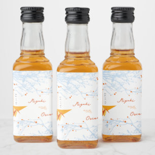 Etiqueta Para Botella De Licor Naranja colgante Origami Paper grúa Boda asiático
