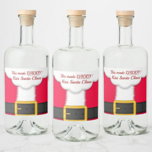 Etiqueta Para Botella De Licor Navidades, gracioso, papá besó a Santa Claus