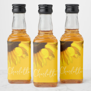 Etiqueta Para Botella De Licor Nombre del Personalizable de girasol amarillo en v