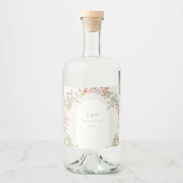 Etiqueta Para Botella De Licor novia romántica floral floral primavera (Anverso)