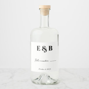 Etiqueta Para Botella De Licor Número de tabla inicial y fecha de Boda personaliz