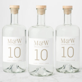 Etiqueta Para Botella De Licor Número de tabla Monograma de oro blanco Boda
