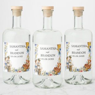 Etiqueta Para Botella De Licor Oktoberfest alemán floral bávaro cerveza