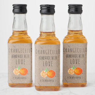 Etiqueta Para Botella De Licor Orangecello casero con papel Kraft de amor