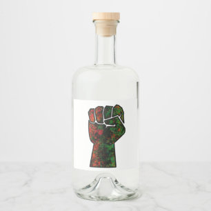 Etiqueta Para Botella De Licor orgullo negro bandera panafricana roja verde puño 