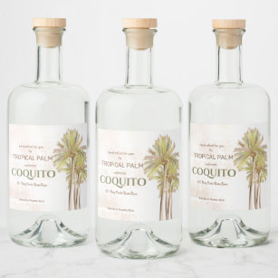 Etiqueta Para Botella De Licor Palm tropical de coco de coquito