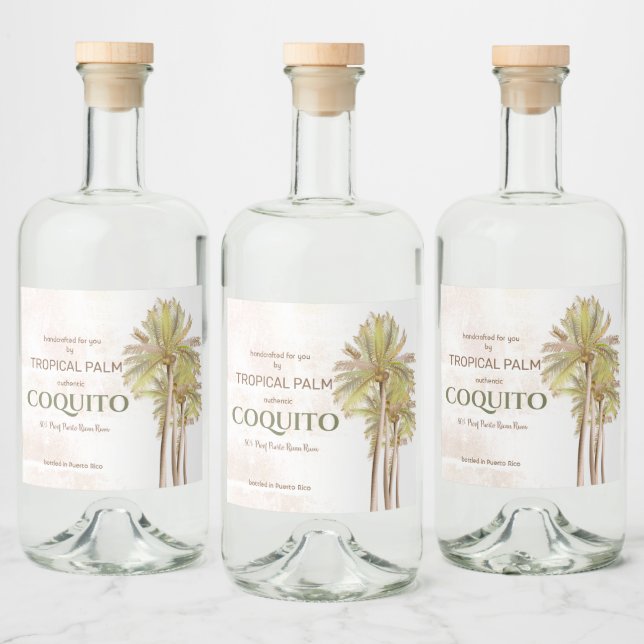 Etiqueta Para Botella De Licor Palm tropical de coco de coquito (Botellas)