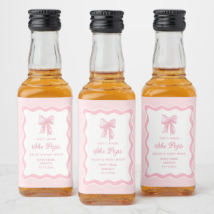 Etiqueta Para Botella De Licor Pásalo cuando aparezca el Baby Shower de Pink Bow