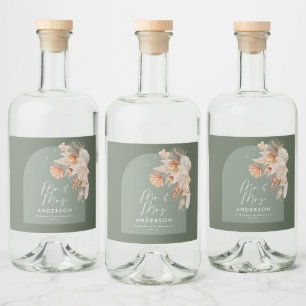 Etiqueta Para Botella De Licor pasto bohemian pampas verde sabio moderno Sr. & Mr