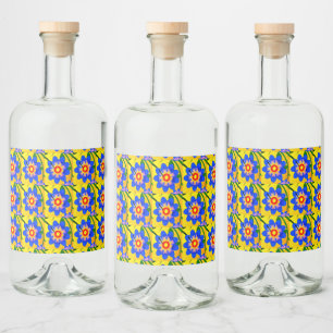 Etiqueta Para Botella De Licor Patrón de flores abstractas