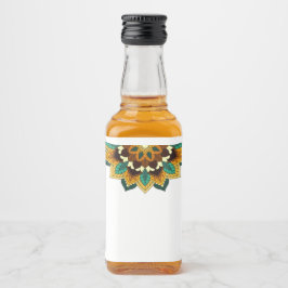 Etiqueta Para Botella De Licor Patrón Mandala 02 en amarillo y marrón
