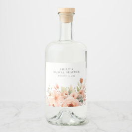 Etiqueta Para Botella De Licor Peach Boho Floral Bridal Shower