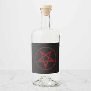 Etiqueta Para Botella De Licor Pentagram del diablo Rojo