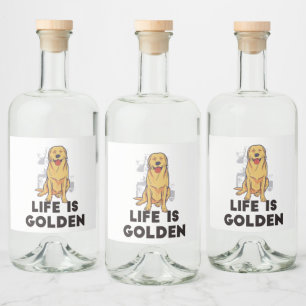 Etiqueta Para Botella De Licor Perro del Golden Retriever - La vida es dorada