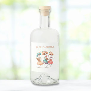 Etiqueta Para Botella De Licor Personalizable Dia de los Muertos mariacheras