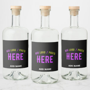 ETIQUETA PARA BOTELLA DE LICOR PERSONALIZABLE MODERNO ESTILO NEGRO VERIFICADO MAR